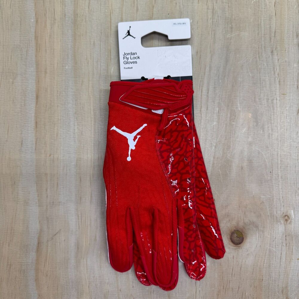 NEW Jordan Fly Lock Gloves 2.0 Receiver Football Red FJ8558-623 NFL Logo Sz 3XL